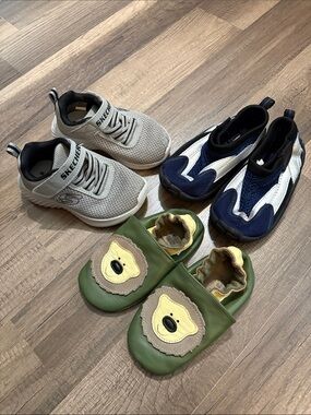 3 Toddler Size 6 Shoes - Sketchers, Moccasins, Water Shoes